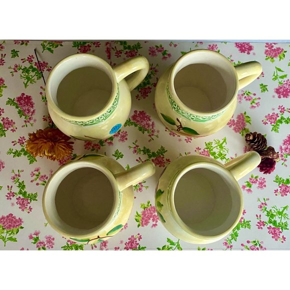 Alco Belaggio 4 mugs, NEW, ceramic, mug set, 20 OZ, decorated w fruit/flowers - Picture 6 of 13